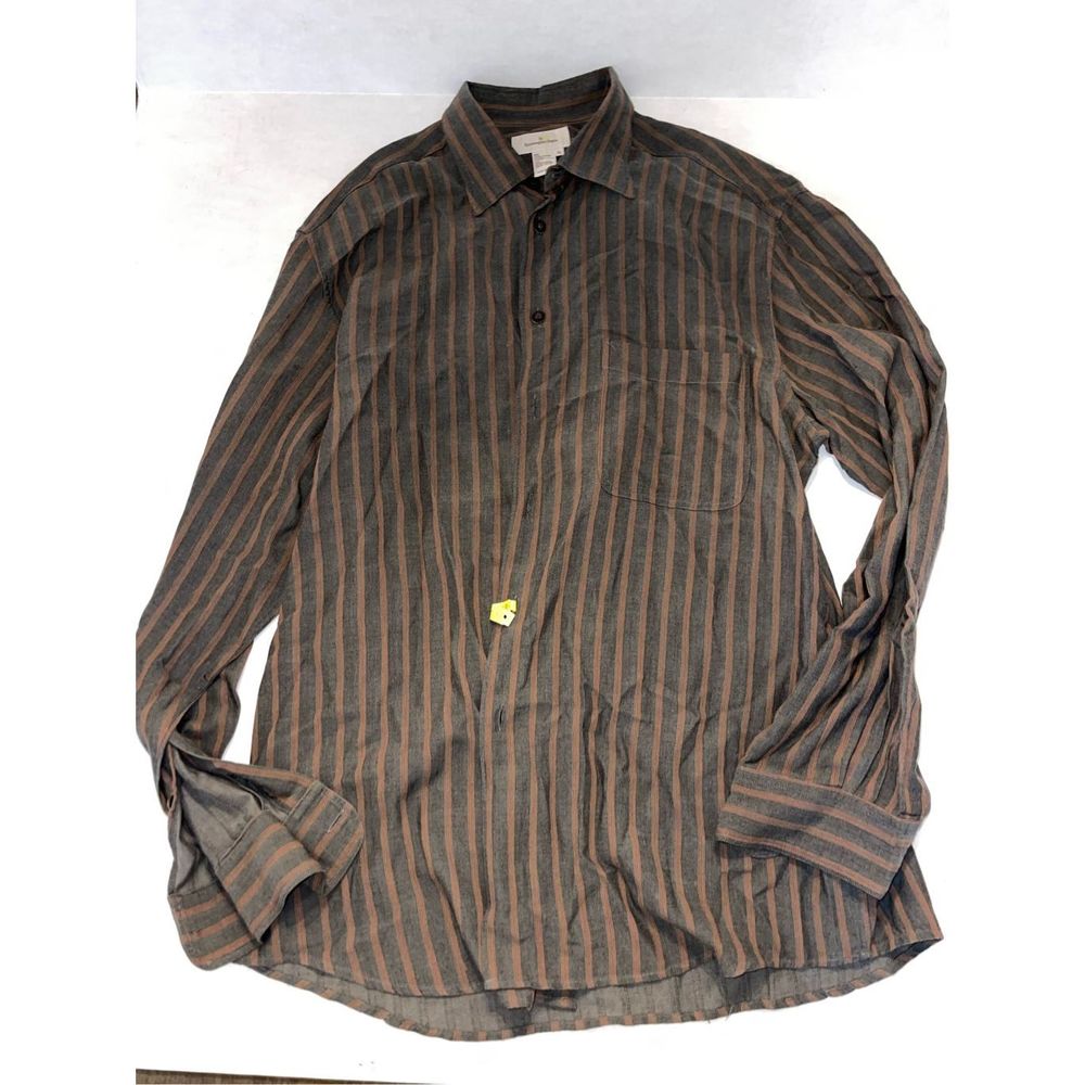 Ermenegildo Zegna Button Up Shirt X Large Long Sleeve Gray red stripe Italy